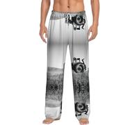 Dexnel Pantalon de pyjama doux et tranquille pour homme, pantalon de sommeil classique confortable, pantalon de pyjama en polyester avec poches, blanc, XL