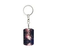 DEXNEL Porte-clés rectangulaire en aluminium avec impression de feux d'artifice pour porte-clés de voiture, blanc, taille unique