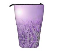 DEXNEL Porte-crayons romantique violet lavande sur pied, pochette télescopique, boîte à papeterie pour étudiants, filles, garçons, Noir , Taille unique, Organiseur de sac