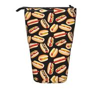 DEXNEL Pot à crayons sur pied amusant avec hot-dogs - Pochette télescopique - Boîte à papeterie pour étudiants, filles, garçons, Noir , Taille unique, Organiseur de sac