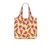 DEXNEL Sac à provisions réutilisable avec imprimé homard et crabe - Sac fourre-tout pliable en polyester 25 l - Grande capacité de 25 l