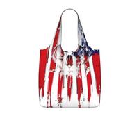 DEXNEL Sac à provisions réutilisable avec motif drapeau américain et tête de mort - En polyester - 25 l - Grande capacité de 25 l
