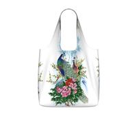 DEXNEL Sac à provisions réutilisable en polyester avec imprimé paon 25 l Grande capacité 25 l