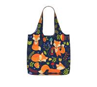 DEXNEL Sac à provisions réutilisable en polyester avec imprimé renard et fleur 25 l