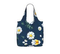 DEXNEL Sac à provisions réutilisable motif marguerite Sac fourre-tout pliable en polyester 25 l Grande capacité 25 l