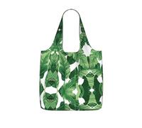 DEXNEL Sac de courses réutilisable en polyester avec imprimé feuilles de palmier vert mignon 25 l