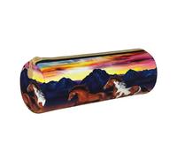 DEXNEL Trousse à crayons avec fermeture éclair, élégante et pratique, pour garçons et filles Motif chevaux en cours d'exécution, blanc, Taille unique, Organiseur de sac