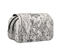 DEXNEL Trousse à crayons avec gravure botanique et herbes florales pour crayons, boîte de rangement pratique pour stylos aquarelle ou marqueurs, Noir , Taille unique, Organiseur de sac