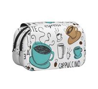 DEXNEL Trousse à crayons avec impression café délicieuse pour crayons, boîte de rangement pratique pour stylos aquarelle ou marqueurs, Noir , Taille unique, Organiseur de sac