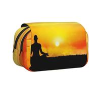 DEXNEL Trousse à crayons avec impression de yoga et de méditation pour crayons, boîte de rangement pratique pour stylos aquarelle ou marqueurs, Noir , Taille unique, Organiseur de sac