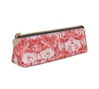 DEXNEL Trousse à crayons en cuir avec motif flamant rose, blanc, Taille unique, Trousse de maquillage