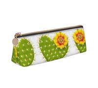 DEXNEL Trousse à crayons en cuir motif cactus avec fleurs, organiseur de papeterie, trousse de maquillage portable mignonne, blanc, Taille unique, Trousse de maquillage