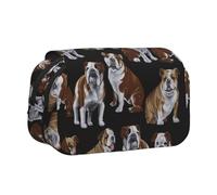 DEXNEL Trousse à crayons motif bouledogues anglais pour crayons, boîte de rangement pratique pour stylos aquarelle ou marqueurs, Noir , Taille unique, Organiseur de sac