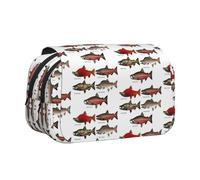 DEXNEL Trousse à crayons motif saumon pour crayons, boîte de rangement pratique pour stylos aquarelle ou marqueurs, Noir , Taille unique, Organiseur de sac