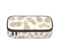 DEXNEL Trousse à crayons portable avec fermeture éclair et fond ananas doré pour enfants, Noir , Taille unique, Organiseur de sac