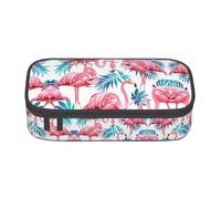 DEXNEL Trousse à crayons portable avec fermeture éclair et motif flamant rose et feuille verte pour enfants, Noir , Taille unique, Organiseur de sac