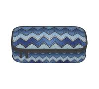DEXNEL Trousse à crayons portable en denim bleu dégradé avec fermeture éclair, grande capacité, robuste, multifonctionnelle pour enfants, Noir , Taille unique, Organiseur de sac