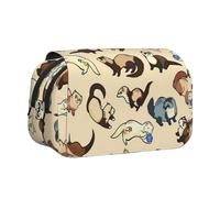 DEXNEL Trousse à crayons pour crayons, motif furet poilu, boîte de rangement pratique pour stylos aquarelle ou marqueurs, Noir , Taille unique, Organiseur de sac