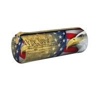 DEXNEL Trousse à crayons scolaire avec fermeture éclair, élégante et pratique, cadeau pour garçons et filles Motif aigle américain, blanc, Taille unique, Organiseur de sac