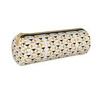 DEXNEL Trousse à crayons tendance et moderne avec motif triangles Noir/blanc/doré Fermeture éclair Pochette à crayons élégante et pratique pour garçons et filles, blanc, Taille unique, Organiseur de