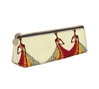 DEXNEL Trousse à crayons traditionnelle africaine en cuir avec peinture pour papeterie, jolie trousse de maquillage portable, blanc, Taille unique, Trousse de maquillage
