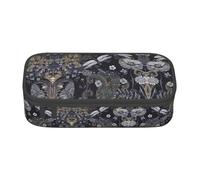 DEXNEL Trousse d'école portable avec fermeture éclair - Grande capacité - Robuste - Multifonctionnelle - Motif libellules - Gris, Noir , Taille unique, Organiseur de sac