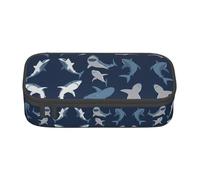 DEXNEL Trousse d'école portable avec fermeture éclair - Grande capacité - Robuste - Multifonctionnelle - Pour enfants - Motif requin - Bleu, Noir , Taille unique, Organiseur de sac