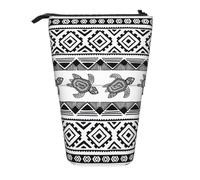 DEXNEL Trousse télescopique à rayures avec tortue ethnique, pour étudiants, filles, garçons, Noir , Taille unique, Organiseur de sac
