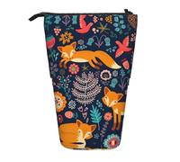 DEXNEL Trousse télescopique avec motif chouette, lapin, oiseaux, renard, pour étudiants, filles, garçons, Noir , Taille unique, Organiseur de sac