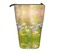 DEXNEL Trousse télescopique avec motif de fleur sauvage, pour étudiants, filles, garçons, Noir , Taille unique, Organiseur de sac