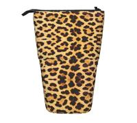 DEXNEL Trousse télescopique avec motif peau de léopard pour étudiants, filles, garçons, Noir , Taille unique, Organiseur de sac