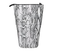 DEXNEL Trousse télescopique avec motif peau de serpent noire et blanche pour étudiants, filles, garçons, Noir , Taille unique, Organiseur de sac