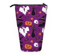 DEXNEL Trousse télescopique pour crayons d'Halloween - Violet - Pour étudiants, filles, garçons, Noir , Taille unique, Organiseur de sac