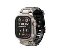Dexnor Bracelet Compatible avec Apple Watch Ultra 2/Ultra Band 49mm, Series 9/8/SE2/7/6/SE/5/4/3/2/1 45/44/42mm, Bracelet Souple en TPU pour Apple Watch avec Connecteur en Acier Inoxydable - Noir