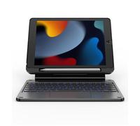 Dexnor Clavier pour iPad 9/8/7ème Génération 10.2"" avec Support Magnétique Trackpad Rétro-éclairé Keyboard AZERTY Français, Noir