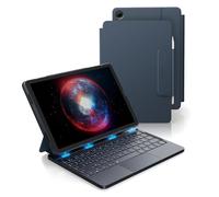 Dexnor Clavier pour Samsung Galaxy Tab A9+ Plus, Magnétique Ultra-Mince Détachable avec Multi-Touch Trackpad Rétro-éclairé Porte Crayon, Français AZERTY Bleu