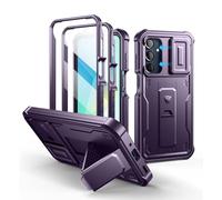 Dexnor Compatible avec Coque Samsung Galaxy A16【Double Cadre Avant et Support】 avec CaméRa Coulissante Intégrée & Protecteur d'écran, Coque de Protection Robuste Résistante Aux Chocs - Fantôme Violet