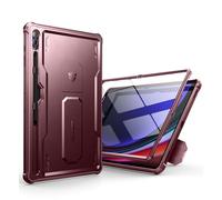 Dexnor Compatible avec Coque Samsung Galaxy Tab S9 Ultra/S8 Ultra, [Protecteur d'écran intégré et Support] Protection de qualité Militaire Robuste Coque de Protection Antichoc Samsung - Rouge Magique