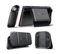 Dexnor Compatible avec Coque Switch 2 2025, Housse Amovible avec Poignée Transformable et Support de Carte Magnétique Détachable, Capacité de Stockage pour 5 Jeux et 2 Cartes SD - Noir