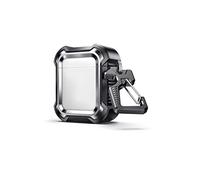 Dexnor Compatible avec les coques Airpods [1ère/2ème] Coque de protection transparente en polycarbonate rigide et silicone [LED visible] [Prend en charge le chargement sans fil] 360 degrés pour homme et garçon - Noir