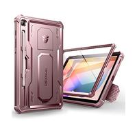 Dexnor Compatible avec Samsung Galaxy Tab S6 Lite, [Protecteur d'écran intégré et Support] Protection de qualité Militaire Robuste Coque de Protection Antichoc Samsung Tab S6 Lite - Poudre Pivoine