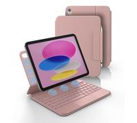 Dexnor Coque Clavier pour iPad 11ème Génération (A16) 11" 2025/10ème Génération 10.9” 2022, Magnétique Ultra-mince Détachable avec Multi-touch Trackpad Rétro-éclairé Porte Crayon, Français AZERTY Rose