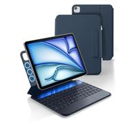 Dexnor Coque Clavier pour iPad Air 11 Pouces M4/M3/M2 (2026/2025/2024), Air 5/4 10.9" (2022/2020), Pro 11 4e/3e/2e/1re Gén, Magnétique Ultra-Mince Détachable avec Trackpad Rétro-éclairé AZERTY, Bleu