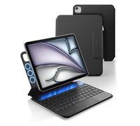 Dexnor Coque Clavier pour iPad Air 11 Pouces M4/M3/M2 (2026/2025/2024), Air 5/4 10.9" (2022/2020), Pro 11 4e/3e/2e/1re Gén, Magnétique Ultra-Mince Détachable avec Trackpad Rétro-éclairé AZERTY, Noir