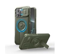 Dexnor Coque Compatible avec iPhone 16 Pro Max Magnétique avec Couverture de Caméra Coulissante & Support Réglable, Boîtier de Résistant aux Pare Chocs Robuste - Vert Militaire