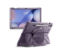 Dexnor Coque intégrale antichoc pour Samsung Galaxy Tab S10+ Plus 2024/S9+ Plus 2023 12,5" avec dragonne rotative à 360°, support, protecteur d'écran et porte-stylo S Pen - Violet