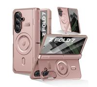 Dexnor Coque Magnetic pour Samsung Galaxy Z Fold 7 avec Double Kickstands&Protecteur Décran Avant&Protection de Charnière, Compatible avec MagSafe,Coques Protectrices à Corps Entie,Poudre Pivoine