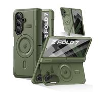 Dexnor Coque Magnetic pour Samsung Galaxy Z Fold 7 avec Double Kickstands&Protecteur Décran Avant&Protection de Charnière, Compatible avec MagSafe,Coques Protectrices à Corps Entie,Vert Militaire