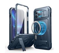 Dexnor Coque Magnétique pour iPhone 12 Pro Max,Compatible avec Magsafe [Écran et Support intégrés], Protection Antichoc de Grade Militaire Coque - Bleu Marine