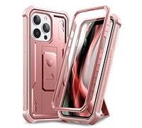 Dexnor Coque pour iPhone 13 Pro（6.1"） avec Protecteur d'écran intégré Armure de Qualité Militaire Heavy Duty Avant et Arrière 360 Full Body Housse de Protection Antichoc avec Support - Or Rose